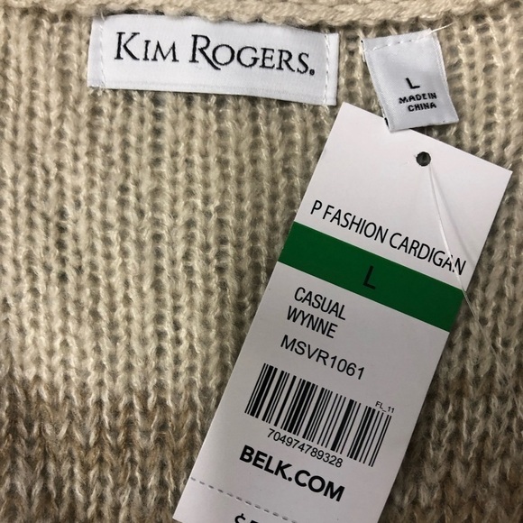 Kim Rogers Brown Knit Cardigan Sweater Size L NWT - Picture 3 of 5